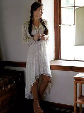 Free People Enchanted Eyelet Dress Ivory Size 8
